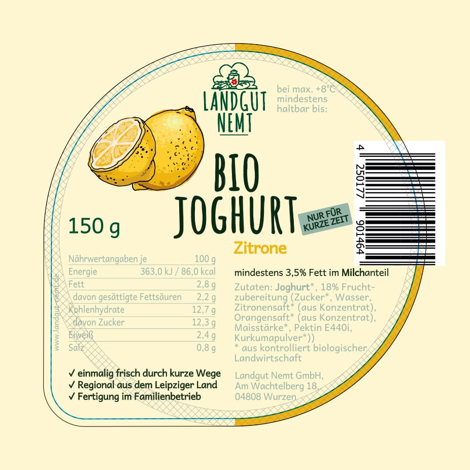 Bio-Fruchtjoghurt der Saison 150g (derzeit: Zitrone)