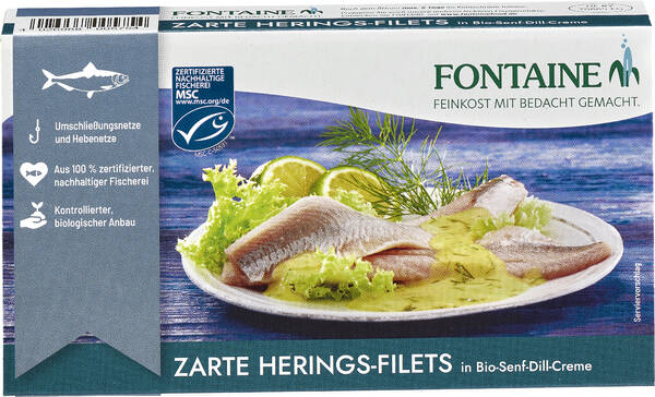 Heringsfilets in Bio-Senf-Dill-Creme 200g