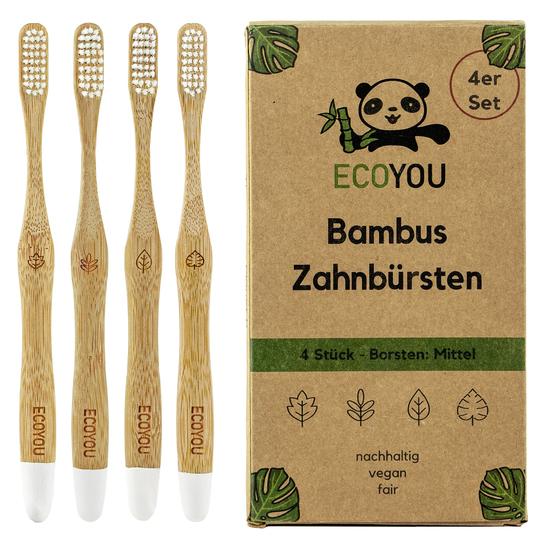 Zahnbürsten 4 Stück Bambus