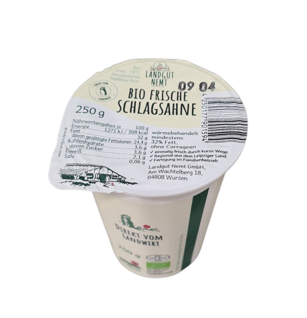 Bio frische Schlagsahne 250g