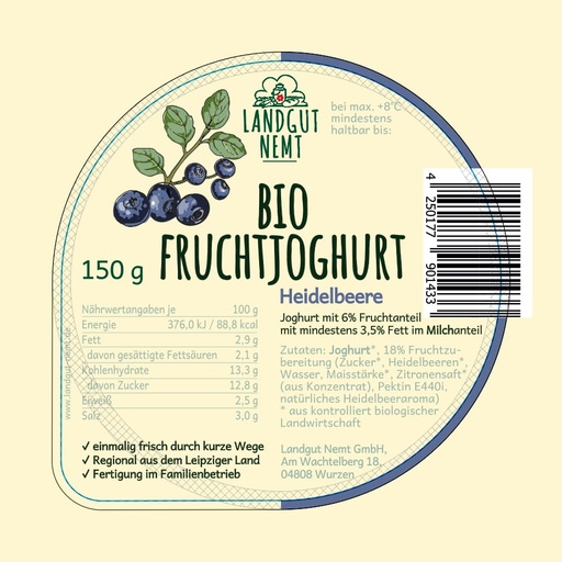 [113077] Bio-Fruchtjoghurt Heidelbeere 150g