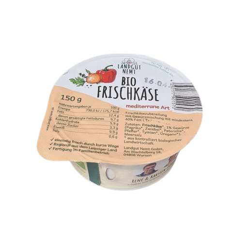 [116031] Bio-Frischkäse mediterrane Art 150g